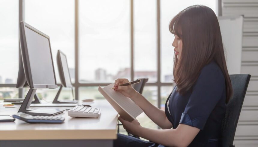 female staff working at office