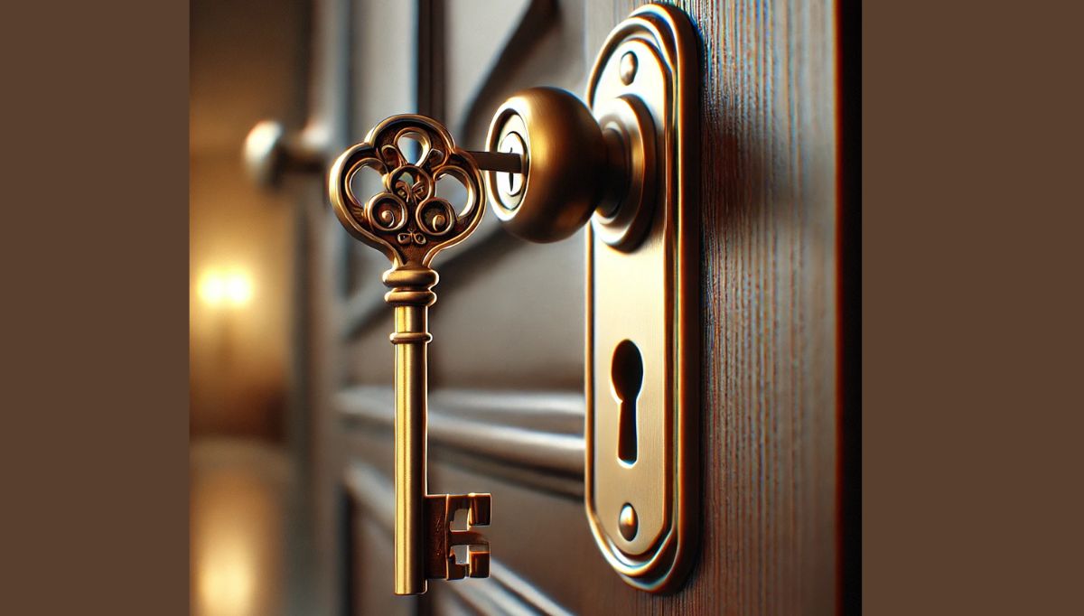 key inserted in a door lock