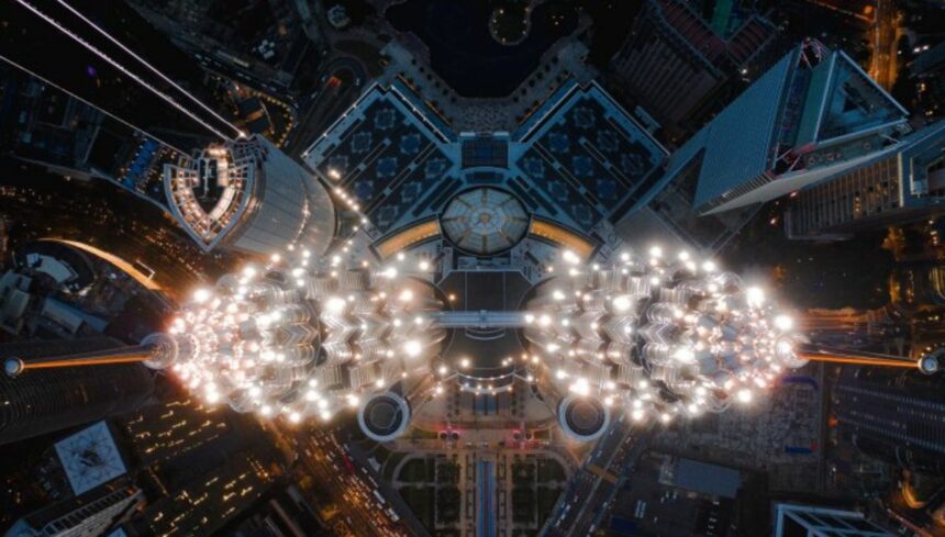 Top view of petronas twin tower