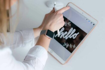 woman using her tablet