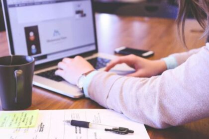 woman working on her laptop