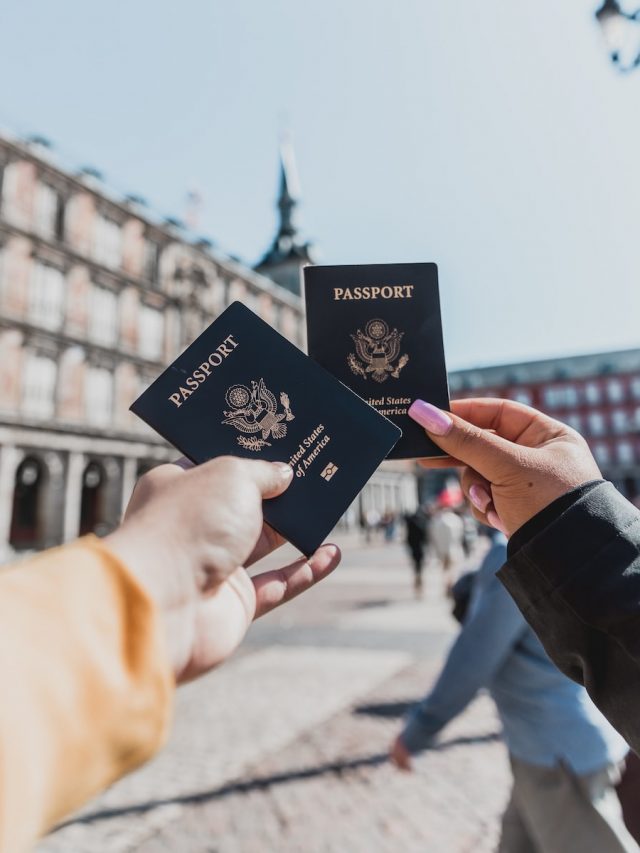 person holding passports