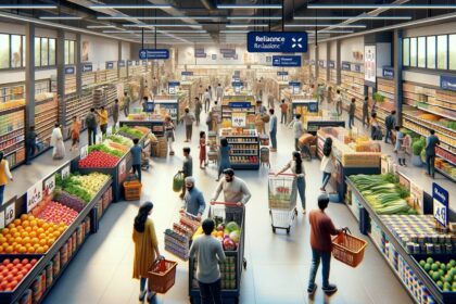 people buying groceries in a retail store