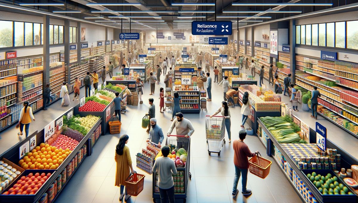 people buying groceries in a retail store