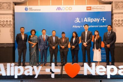 gathered on stage to celebrate the launch of Alipay+ in Nepal