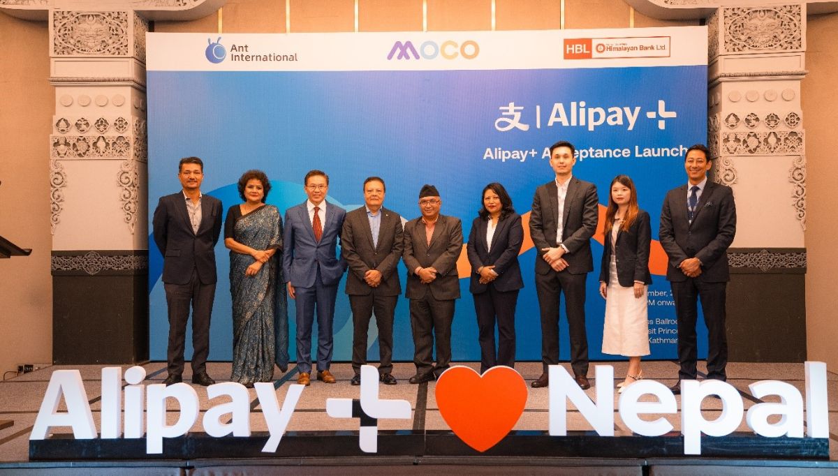 gathered on stage to celebrate the launch of Alipay+ in Nepal